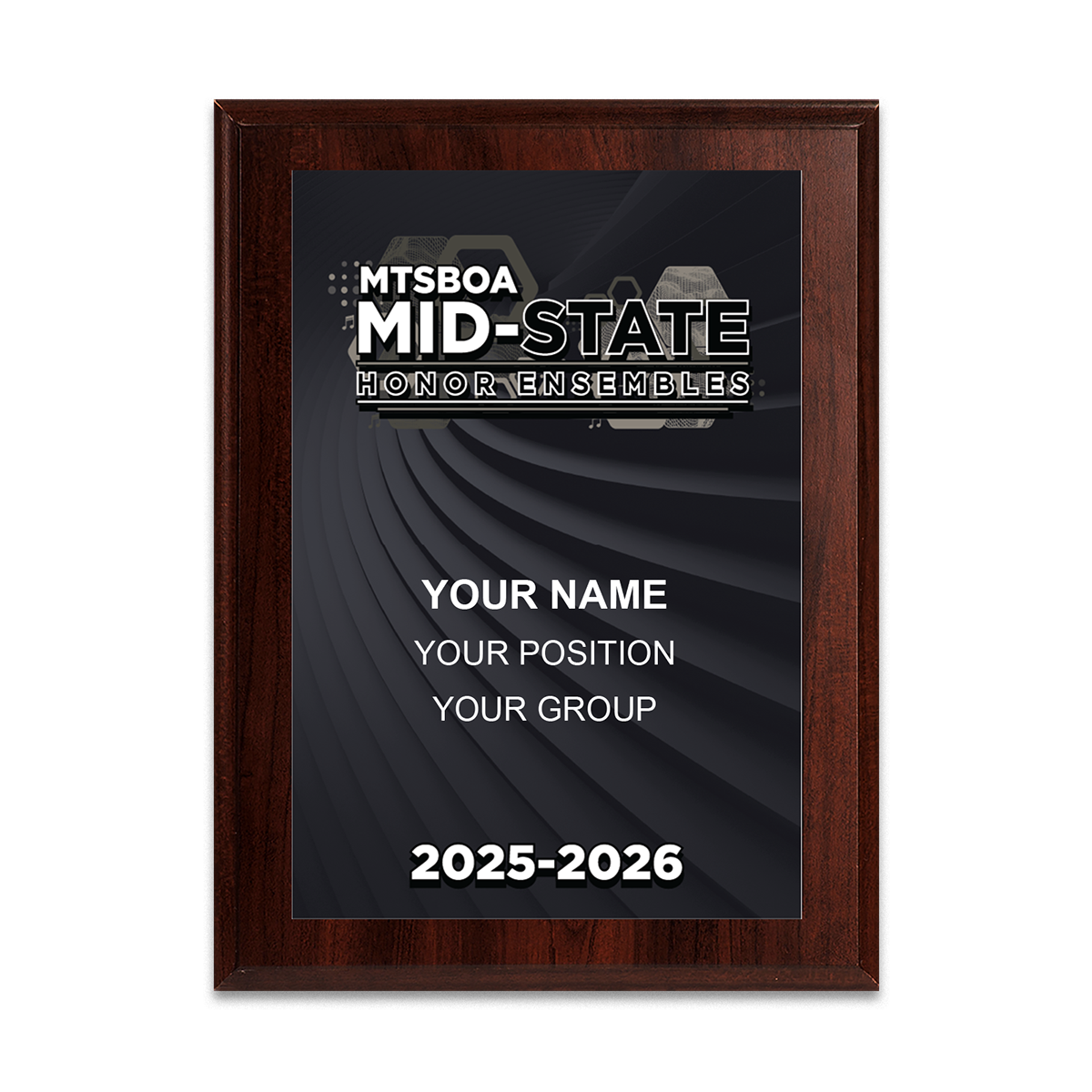 2025-2026 MTSBOA Mid-State Honor Ensembles 6x8 Plaque