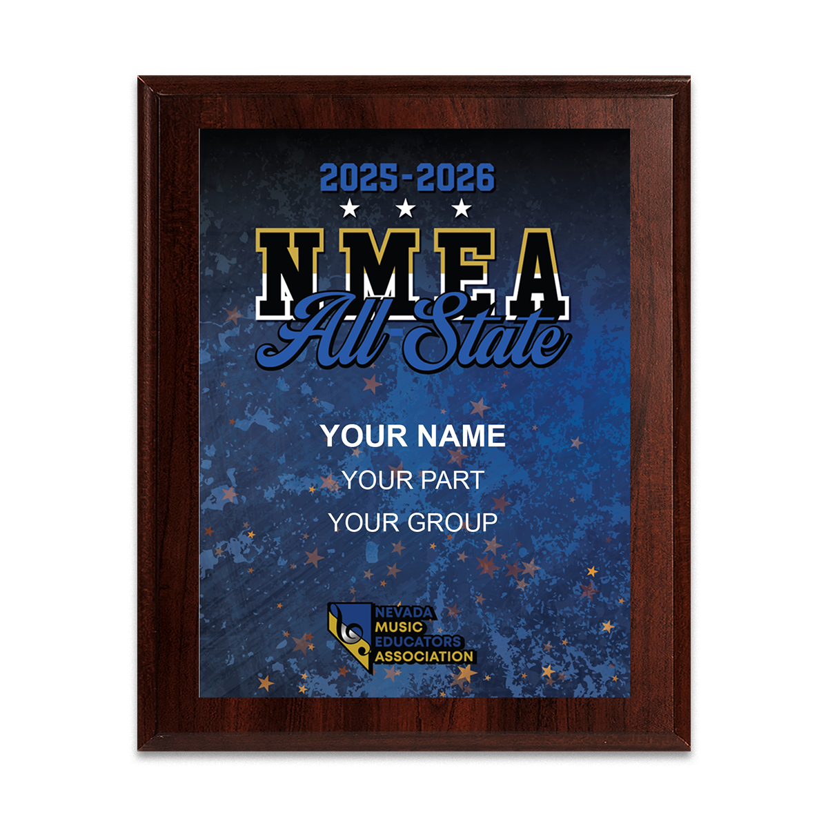 2025-2026 NMEA (Nevada) All-State 8x10 Plaque