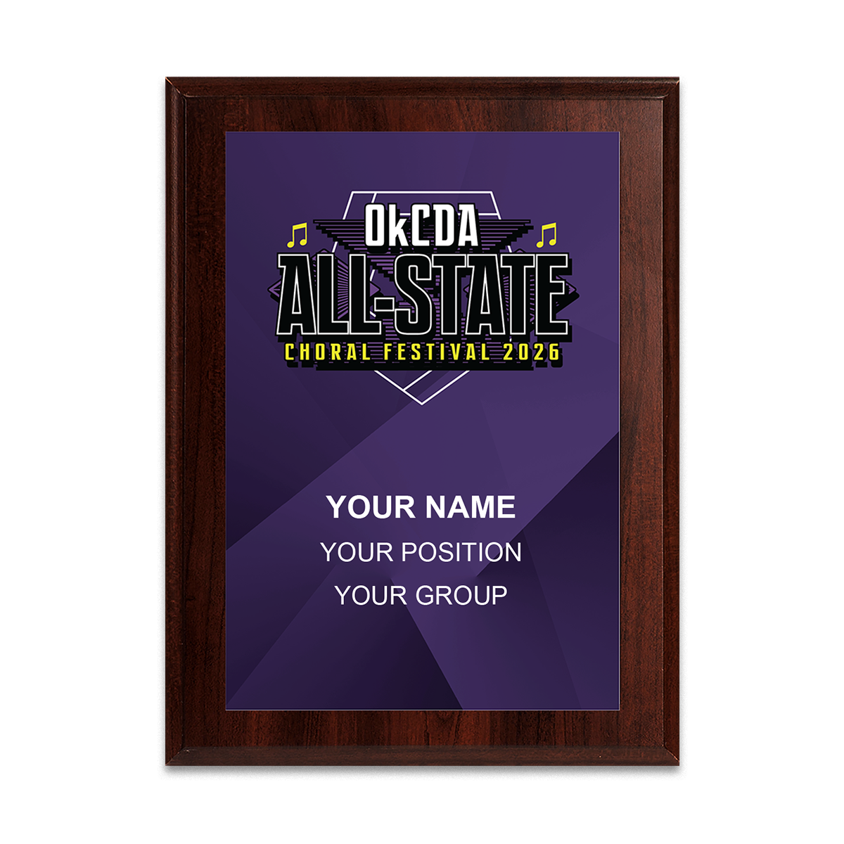 2026 OkCDA (Oklahoma) All-State Festival 8x10 Plaque