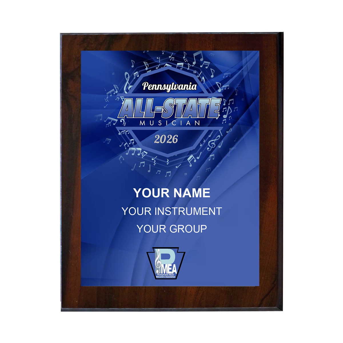 2026 PMEA All-State 8x10 Plaque