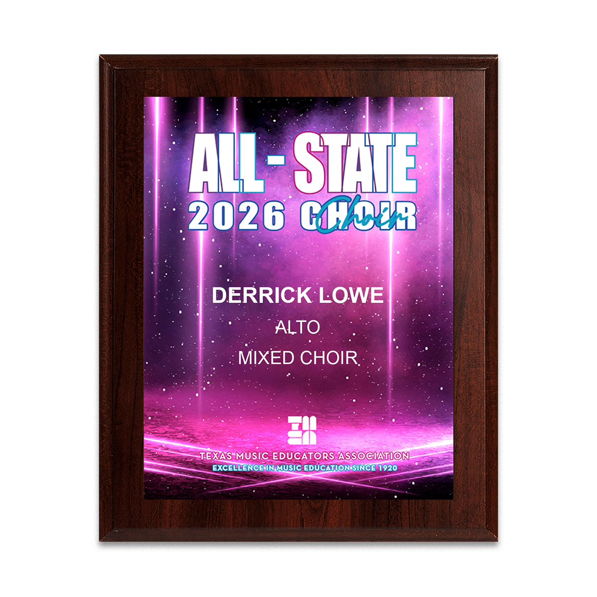 2026 TMEA All-State Choir 8x10 Plaque