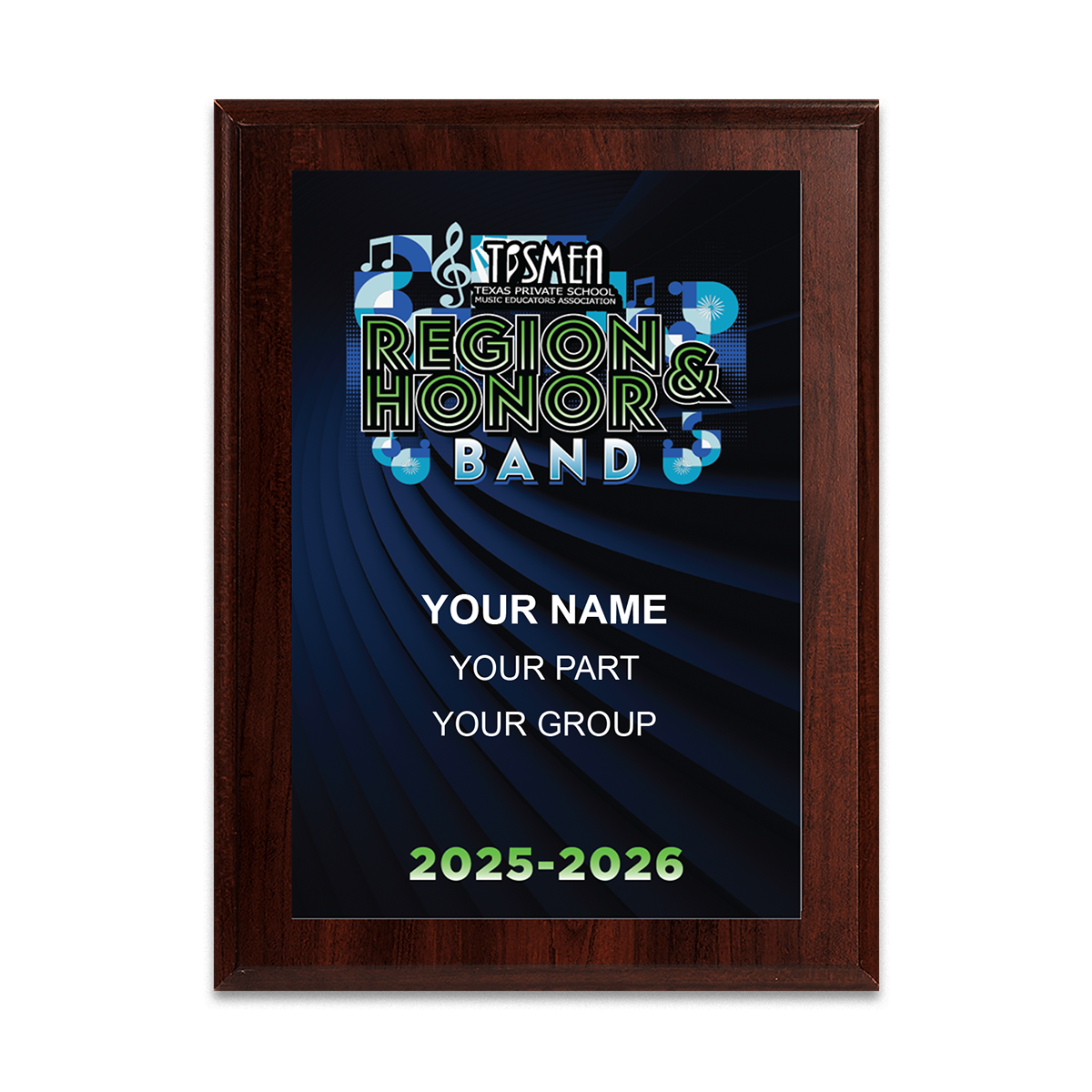 2025-2026 TPSMEA Region & Honor Band 6x8 Plaque