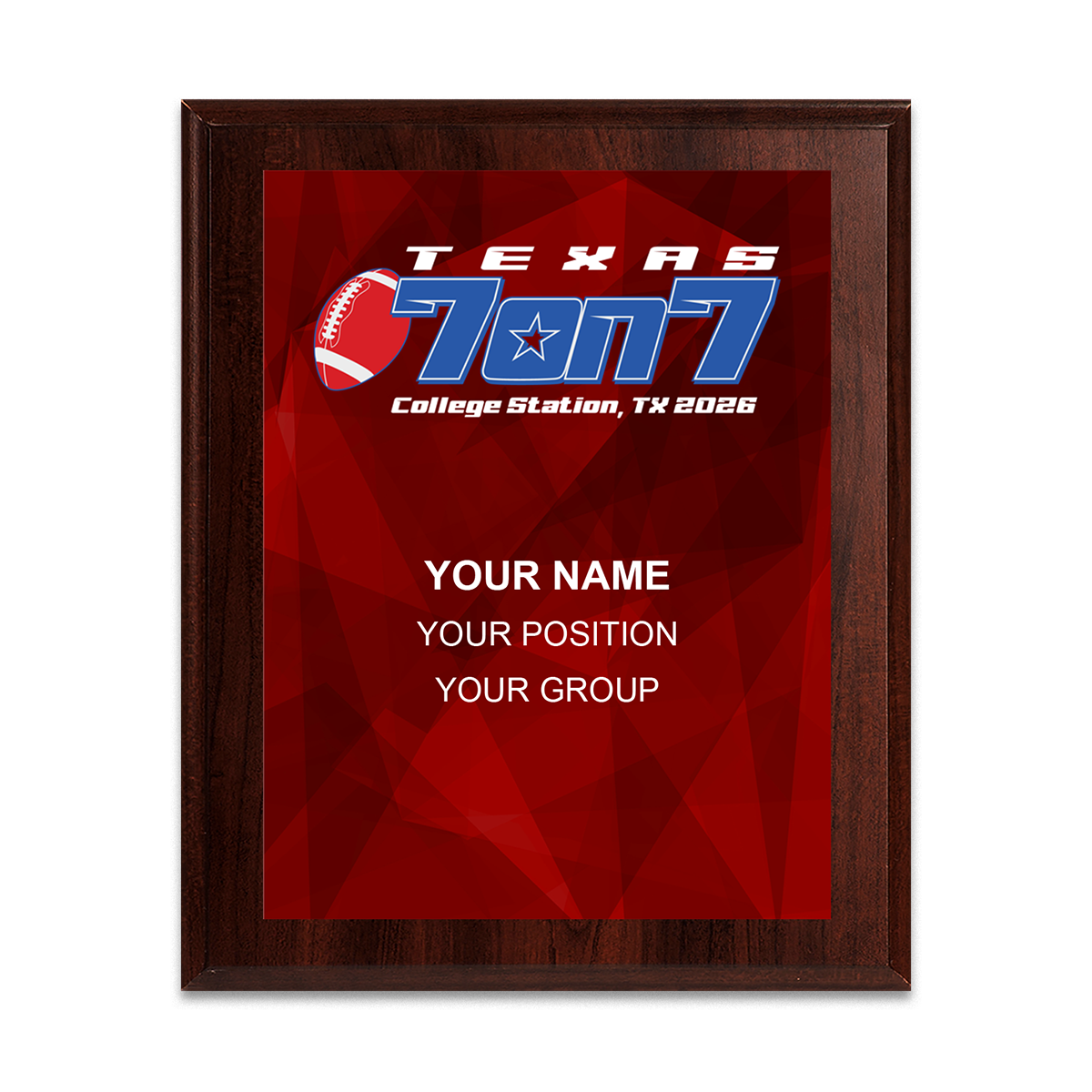 2026 Texas 7 on 7 8x10 Plaque