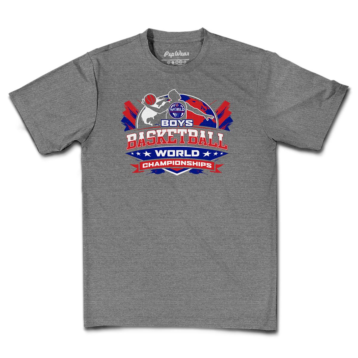 2026 AAU Boys Basketball World Championships Performance T-Shirt (Heather Gray)