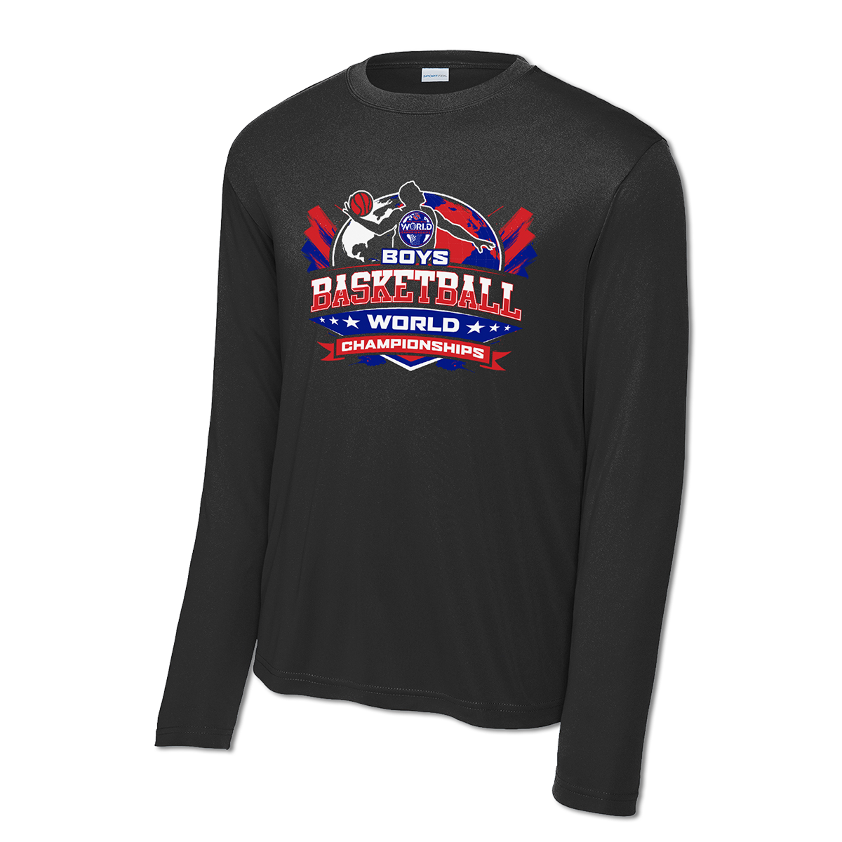 2026 AAU Boys Basketball World Championships Long Sleeve Performance T-Shirt (Black)