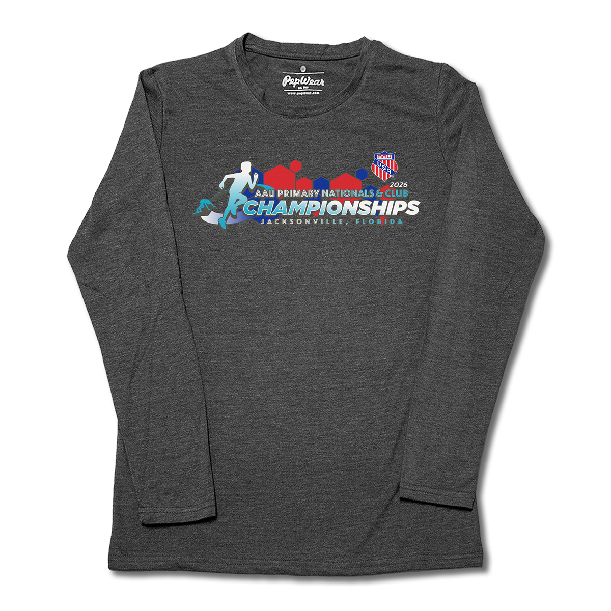 2026 AAU Track & Field Club Championships and Primary Nationals Long Sleeve T-Shirt (Charcoal)