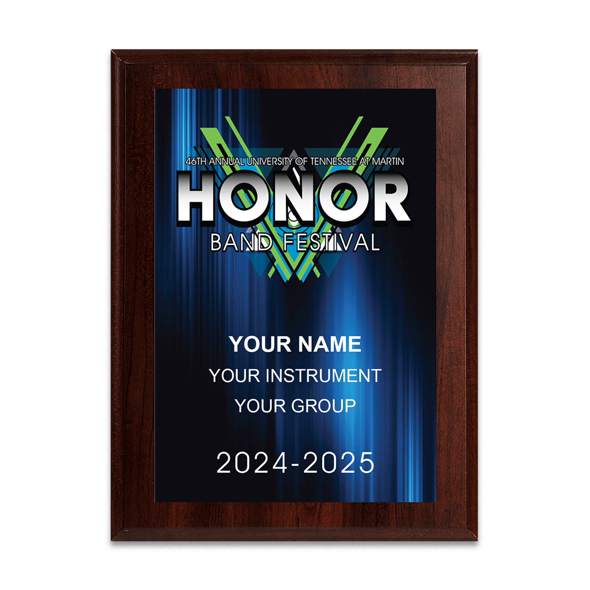 2024-2025  University of Tennessee at Martin Honor Band Festival 6x8 Plaque