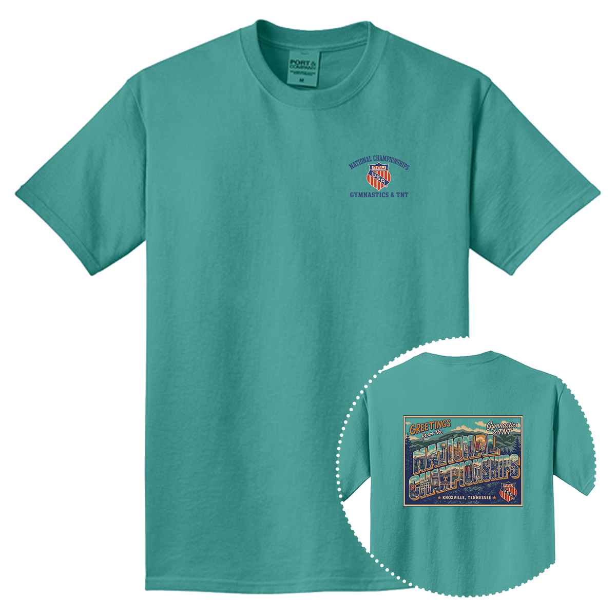 2026 AAU Gymnastics & TNT Nationals Postcard T-Shirt (Jade)