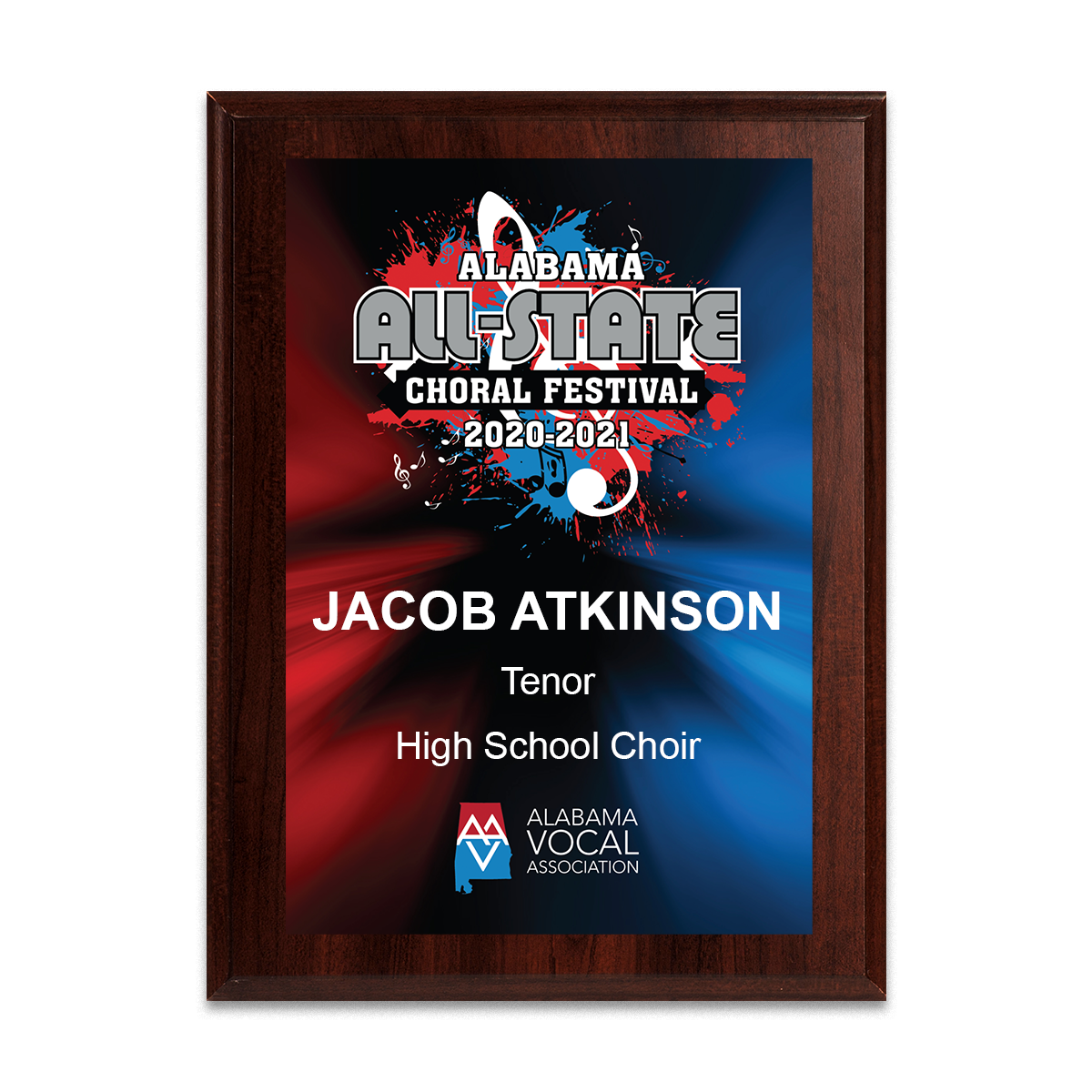 2025 AVA All-State Choir Festival 8x10 Plaque