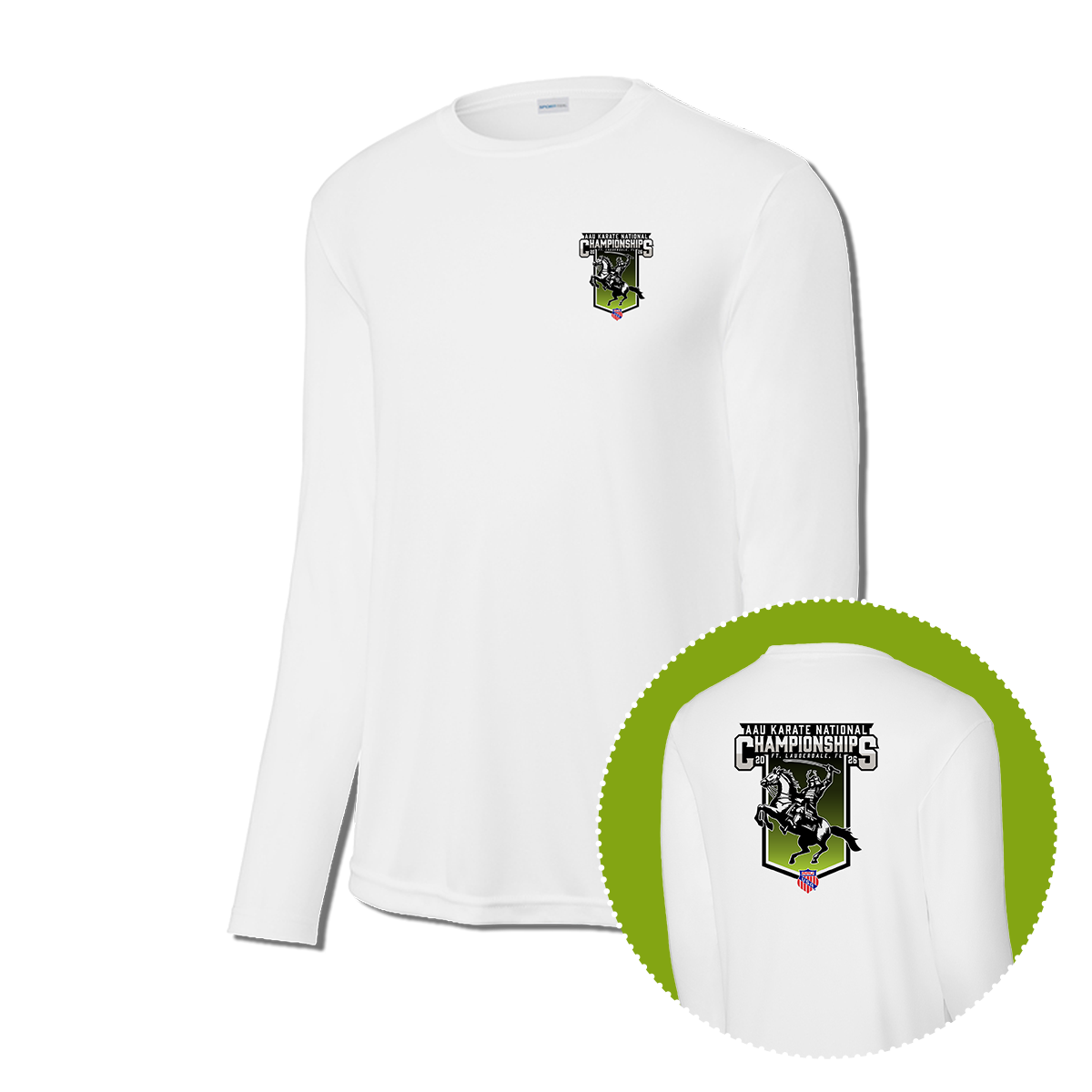 2026 AAU Karate National Championships Long Sleeve Performance T-Shirt (White)
