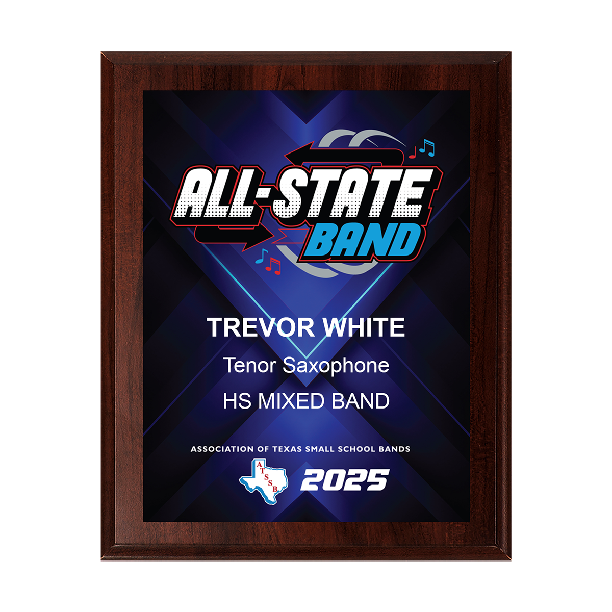 2025 ATSSB All-State Band 8x10 Plaque