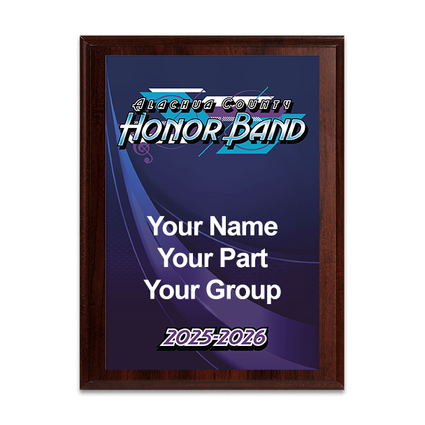 2026 Alachua County Honor Band 6x8 Plaque