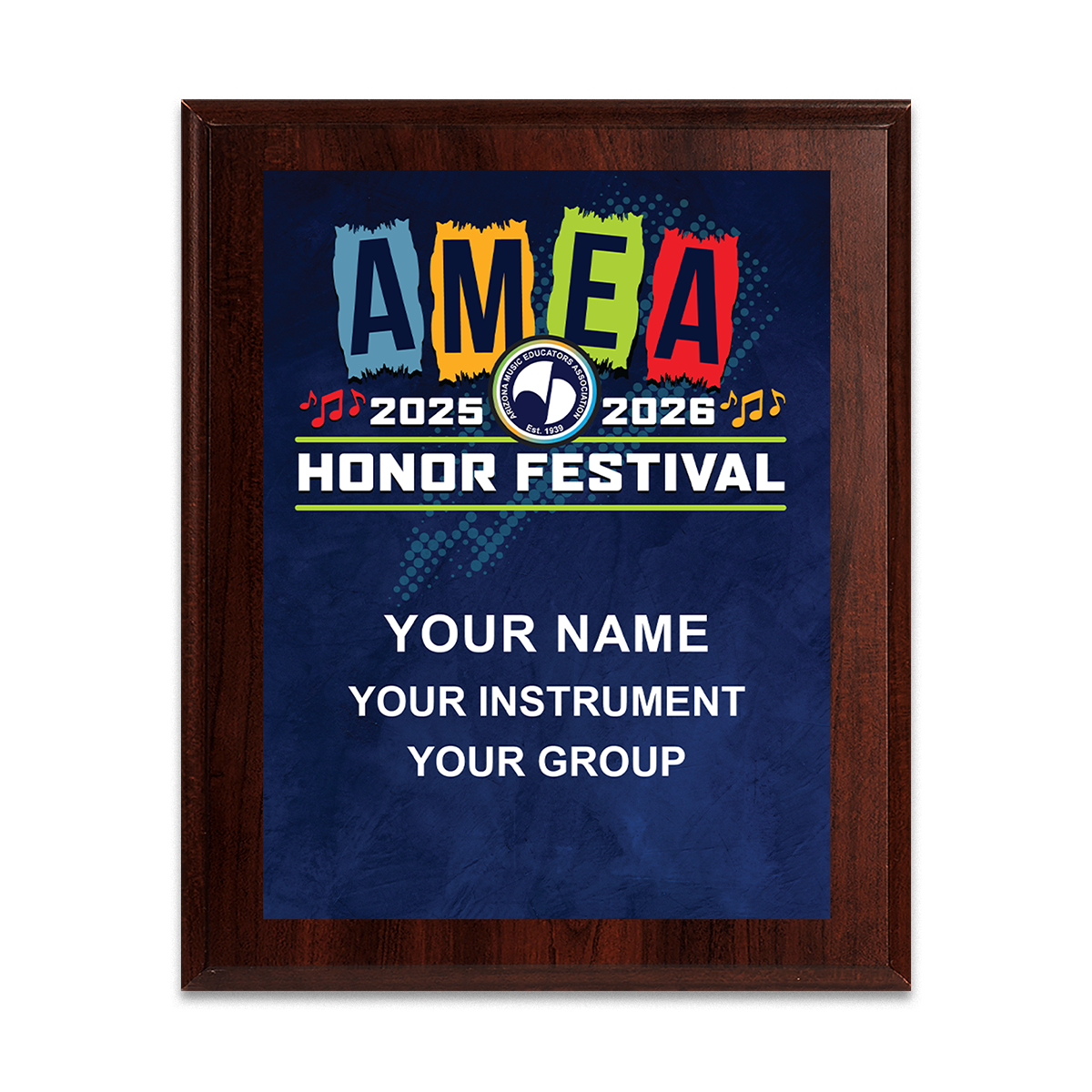 2025-2026 AMEA Honor Festival 6x8 Plaque