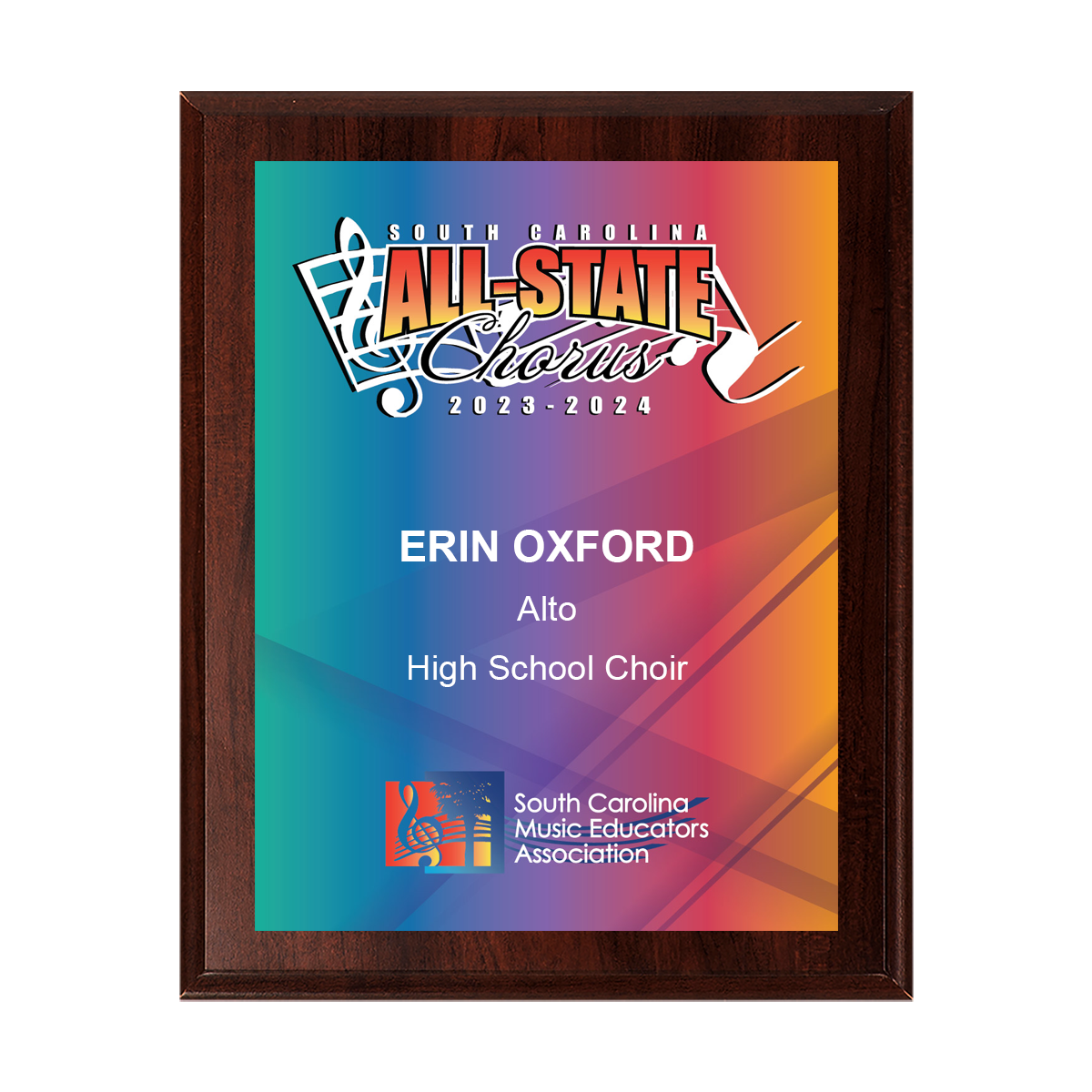 2024 SCMEA All-State Choir 8x10 Plaque