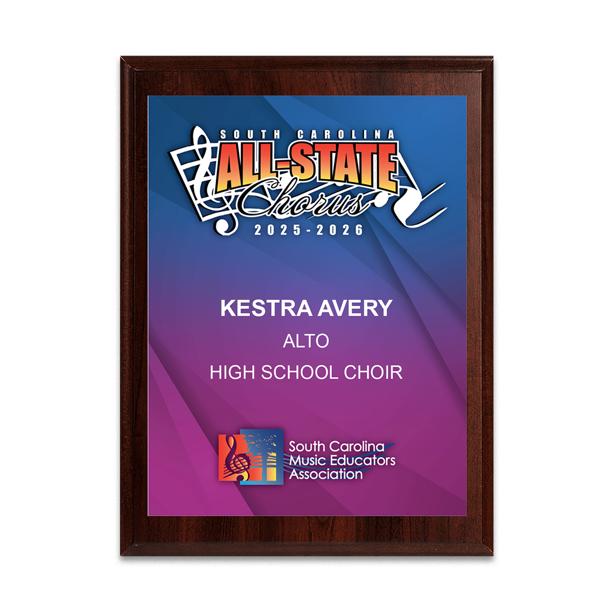 2026 SCMEA All-State Choir 8x10 Plaque